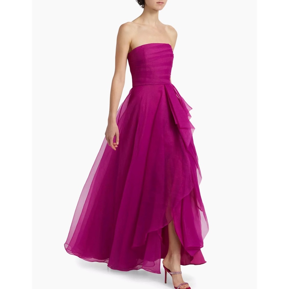 Theia Teresa Draped Tulle Gown - Sangria - Size 6